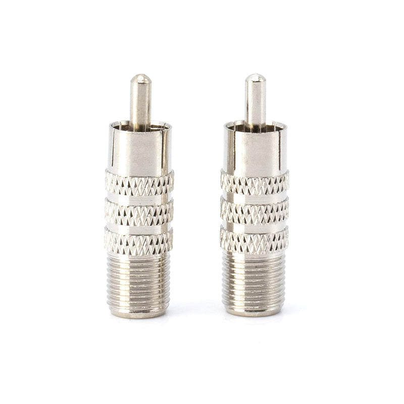 RF (F81) and RCA Coaxial Adapter - RCA Male to Female F81 (F-Pin) Connector, Adapter, Coupler, and Converter - For RG11, RG6, RG59, RG58, SDI, HD SDI, CCTV - 10 Pack