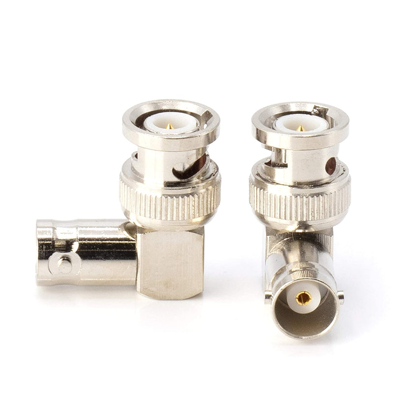 Right Angle BNC Connector - 4 Pack - BNC Elbow Male Female Adapter / 90 Degree Coaxial Connector / High Quality, well built, professional quality - HD SDI