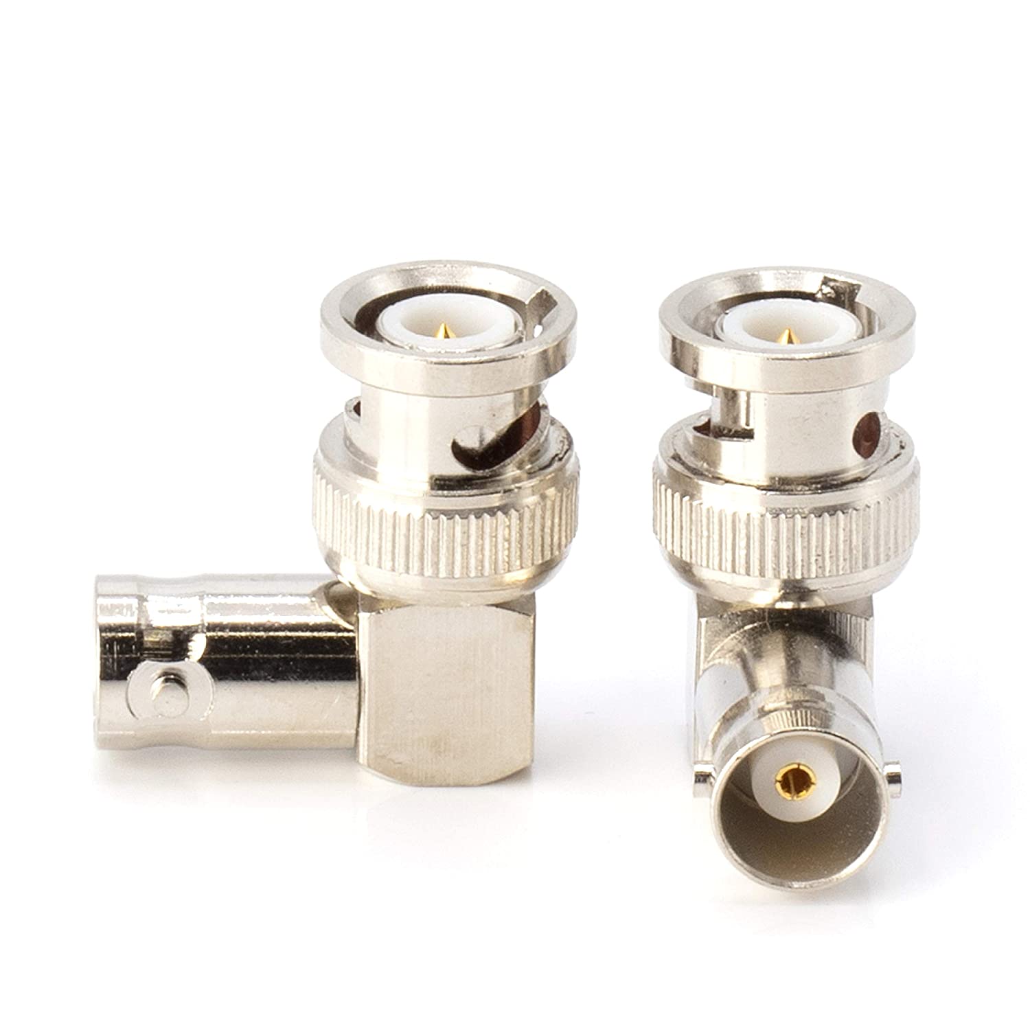 Right Angle BNC Connector - 25 Pack - BNC Elbow Male Female Adapter / 90 Degree Coaxial Connector / High Quality, well built, professional quality - HD SDI