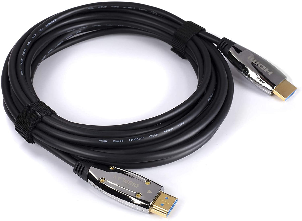 15 Feet, 4K Fiber Optic HDMI Cable, Ultra High Speed Fiber Optic 18Gbps 4K @ 60Hz, 4:4:4 HDR, HDCP, ARC, 3D and More - Hybrid HDMI with Gold Connectors