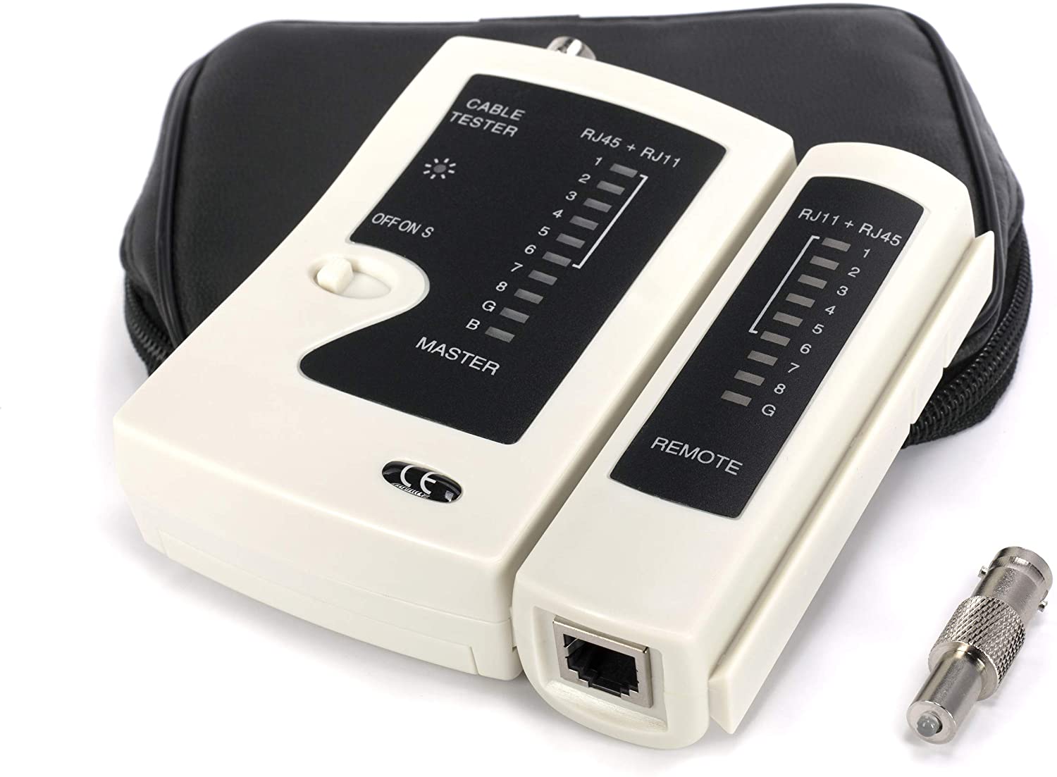 Universal Network Cable Tester Tool, BNC, RJ45, RJ11 (3-in-1) Multi-Tester White