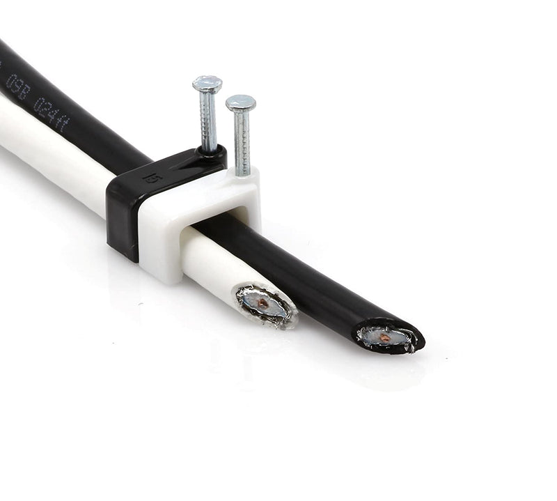 THE CIMPLE CO - Dual, Twin, or Siamese Coaxial Cable Clips, Cat6, Electrical Wire Cable Clip, 1/2 in Nail Clip and Fastener, Black (10 pieces per bag)