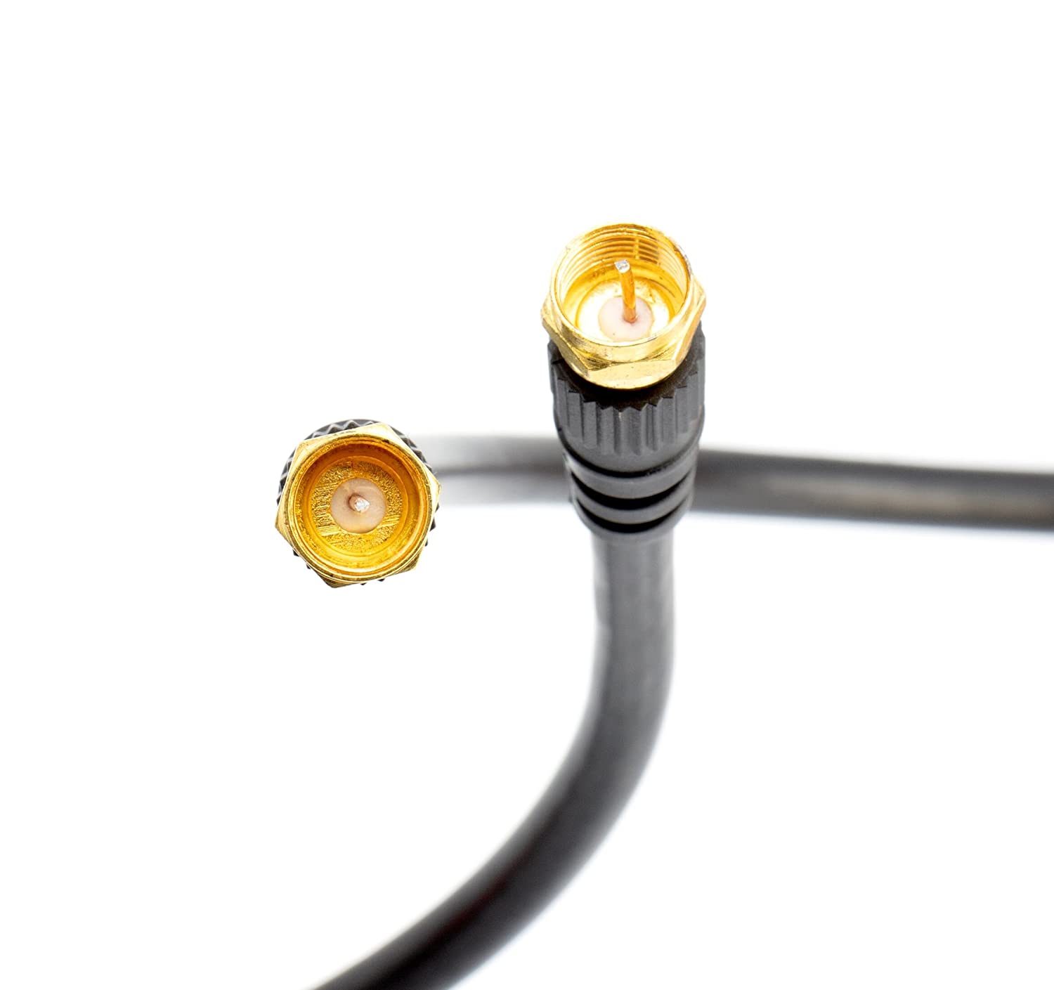 Coaxial Cable (Coax Cable) 25ft with Gold, Easy Grip Connectors- Black - 75 Ohm RG6 F-Type Coaxial TV Cable - 25 Feet Black