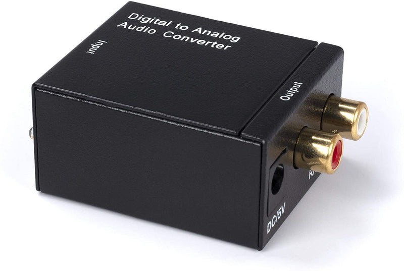 Digital Optical Audio Converter Kit - Digital Optical Coax to Analog RCA Audio Adapter with RCA and Toslink (Fiber) Cable