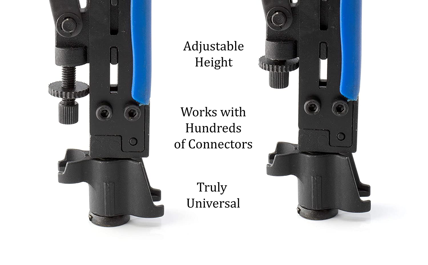 Coaxial Compression Tool - RG59, RG6, RG7, and RG11 Compression for F81 / RF Connectors - Adjustable length and type, for almost all connectors manufactured