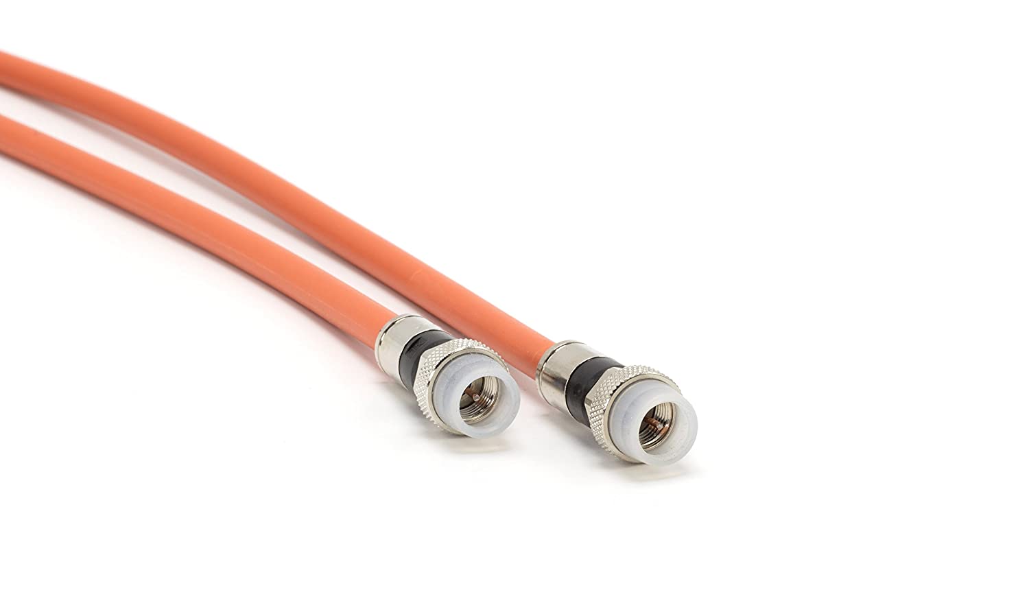10 Feet (3 Meter) - Direct Burial Coaxial Cable 75 Ohm RF RG6 Coax Cable, with Rubber Boots - Outdoor Connectors - Orange - Solid Copper Core - Designed Waterproof and can Be Buried