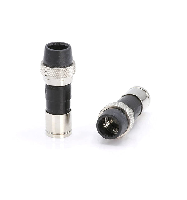 Coaxial Cable Compression Fitting Connector - for RG6 Coax Cable - with Weather Seal O Ring, Weather Boot, and Water Tight Grip (100 Pack)