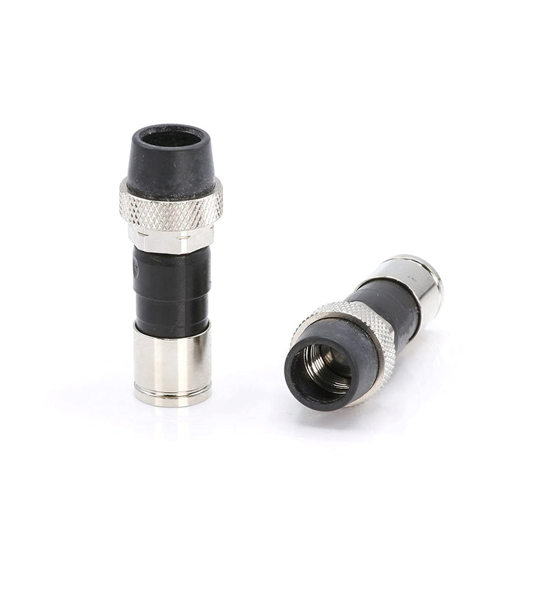 Coaxial Cable Compression Fitting Connector - for RG6 Coax Cable - with Weather Seal O Ring, Weather Boot, and Water Tight Grip (25 Pack)