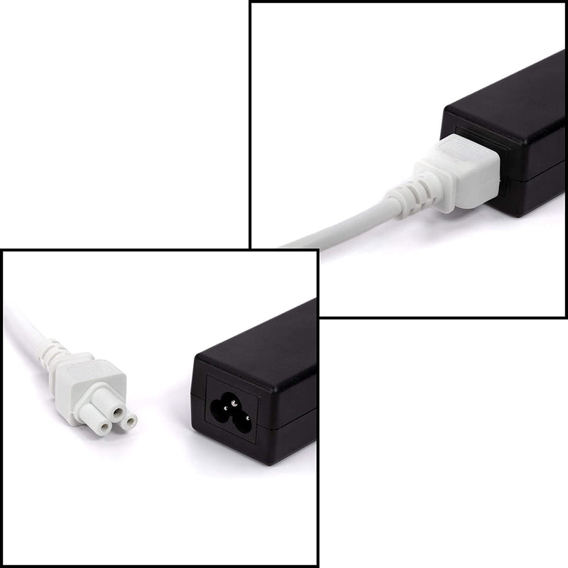 AC Power Cord (3 Prong) - White, 3 Feet (0.9 Meter) - Premium Quality Copper Wire Core - Mouse Style for Laptops, Computers, & Power Supplies - NEMA 5-15P to C5 / IEC 320 - UL Listed