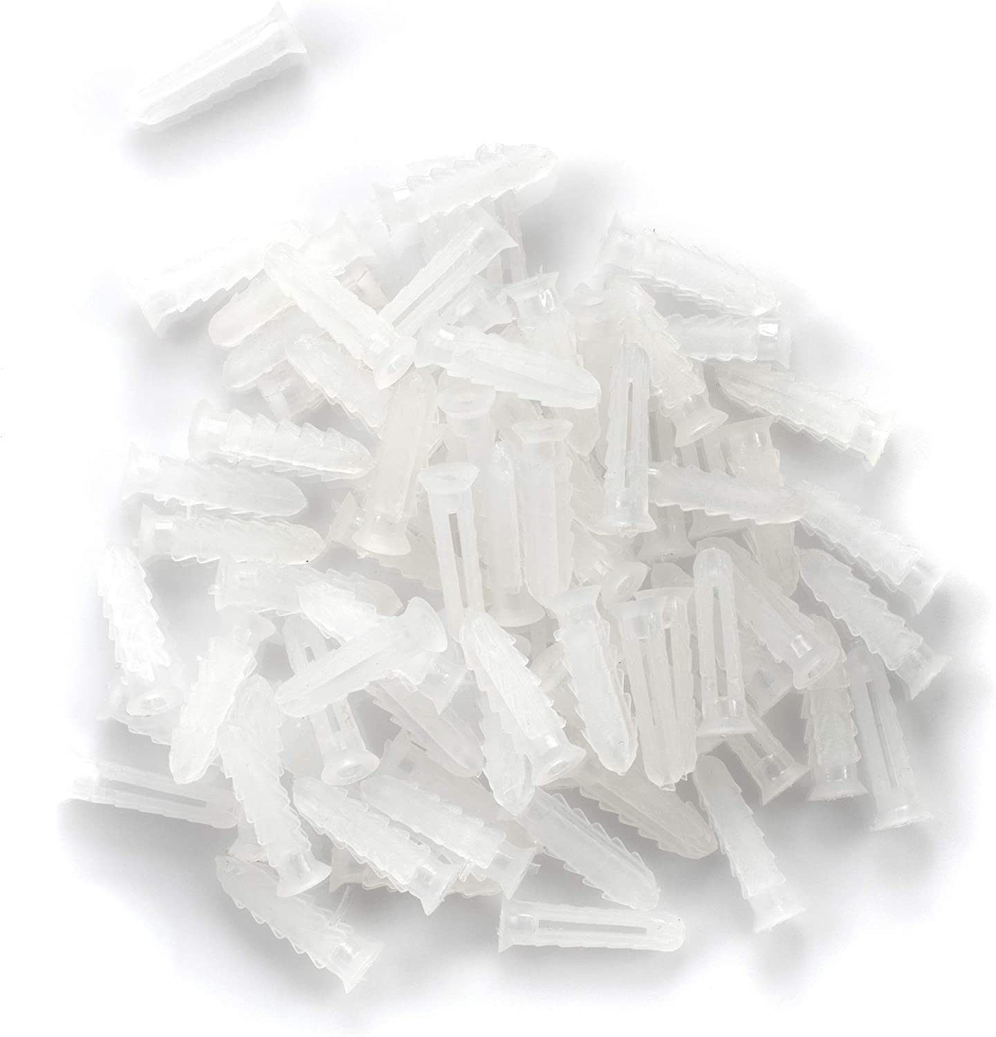 Ribbed Plastic Conical Anchors - For Concrete, Stucco, Brick, Drywall, and Similar - Kit of 50 Anchors
