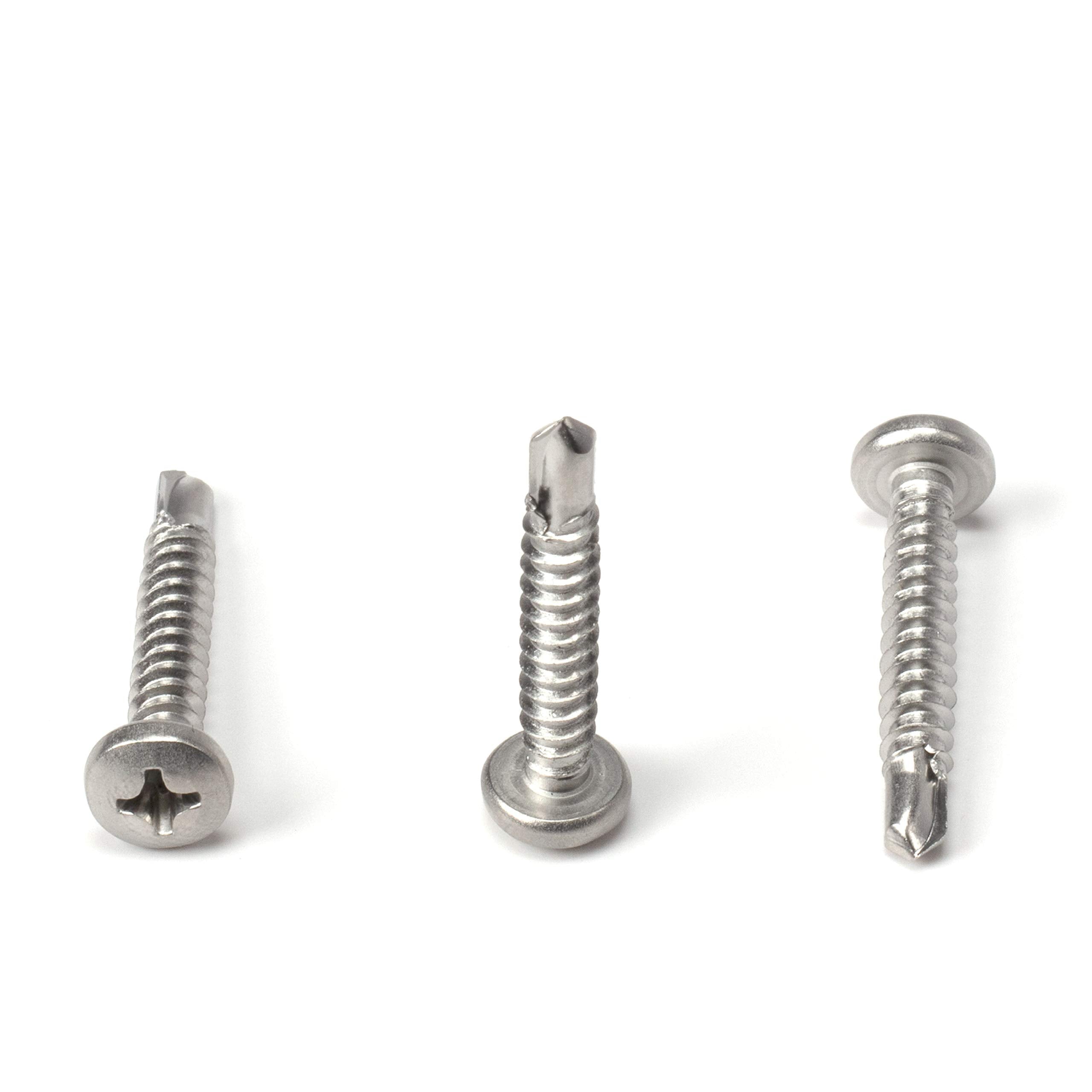 #8 Size, 1" Length (25mm) - Self Tapping Screw - Self Drilling Screw - 410 Stainless Steel Screws = Exceptional Wear and Very Corrosion Resistant) - Phillips Pan Head - 100pcs
