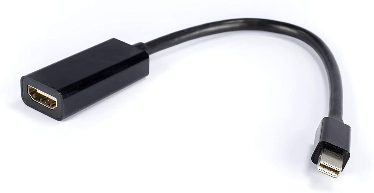 Mini DisplayPort to HDMI Adapter - MiniDP to HDMI - Thunderbolt / MiniDP to HDMI Cable Adapter - Black - with HDMI