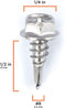 #8 Size, 1/2" Length (13mm) - Self Tapping Screw -- Self Drilling Screw - 410 Stainless Steel Screws = Exceptional Wear and Very Corrosion Resistant) - Hex and Phillips Head - 100pcs