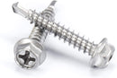 #8 Size, 1" Length (25mm) - Self Tapping Screw -- Self Drilling Screw - 410 Stainless Steel Screws = Exceptional Wear and Very Corrosion Resistant) - Hex and Phillips Head - 100pcs