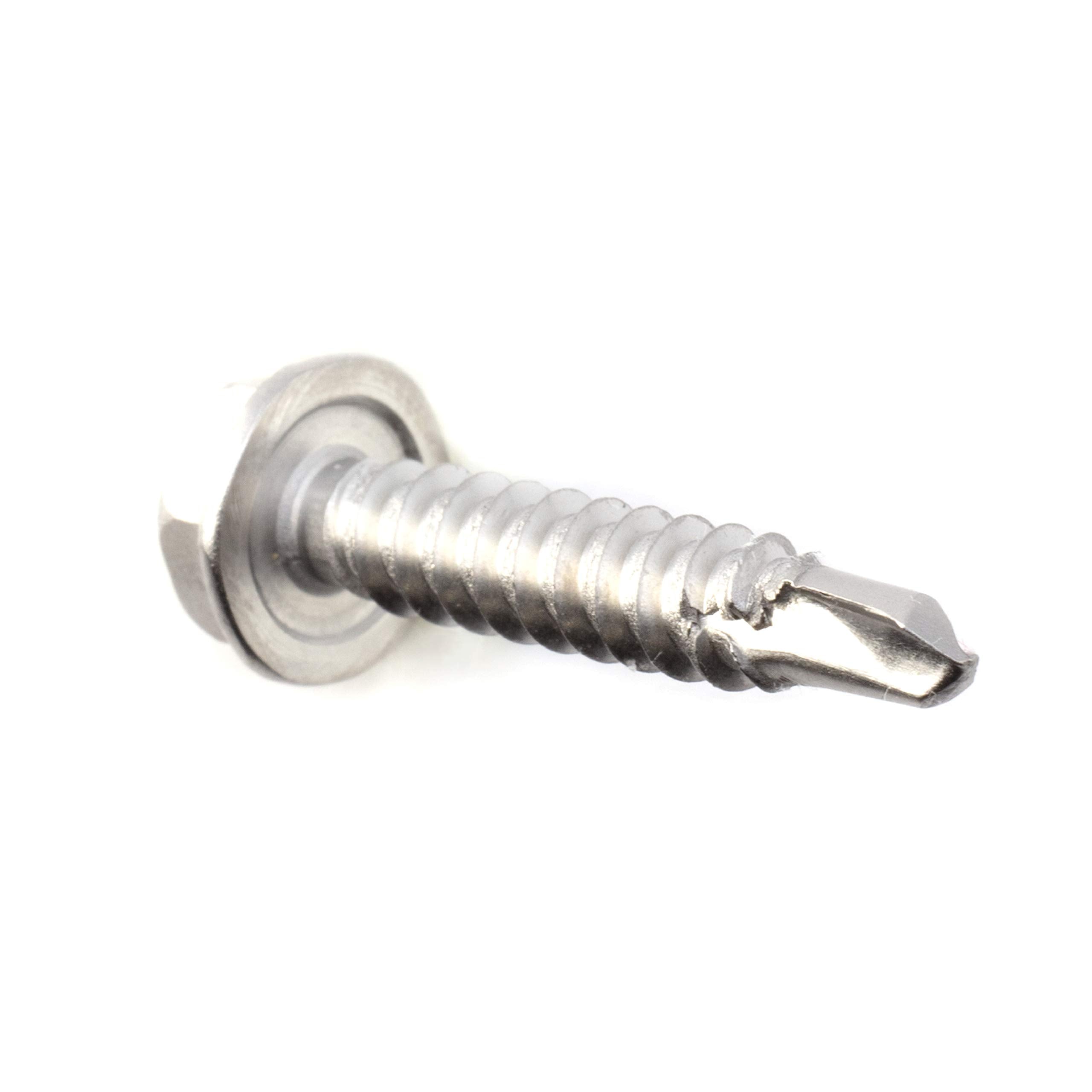 #10 Size, 1" Length (25mm) - Self Tapping Screw - Self Drilling Screw - 410 Stainless Steel Screws = Exceptional Wear and Very Corrosion Resistant) - Hex Washer Head - 100pcs