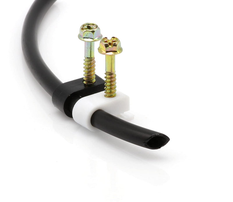 THE CIMPLE CO - Single Coaxial Cable Clips, Cat6, Electrical Wire Cable Clip, 1/4 in (6 mm) Screw Clip and Fastener, Black (100 pieces per bag)