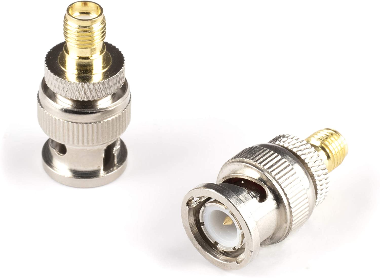 Gold SMA Female to BNC Male Adapter - 10 Pack Coupler - Male to Female Coaxial (RF) Connector, Compatible with RF, SDI, HD-SDI, CCTGV, Camera