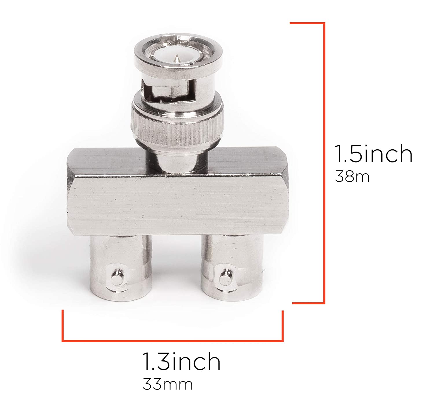 BNC Y Splitter - 2 Output BNC, SDI, HD-SDI, CCTV Splitter - 1 Male Port to 2 Female Ports, Coaxial Cable Extension - 10 Pack