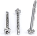 #10 Size, 2" Length (51mm) - Self Tapping Screw -- Self Drilling Screw - 410 Stainless Steel Screws = Exceptional Wear and Very Corrosion Resistant) - Hex and Phillips Head - 100pcs