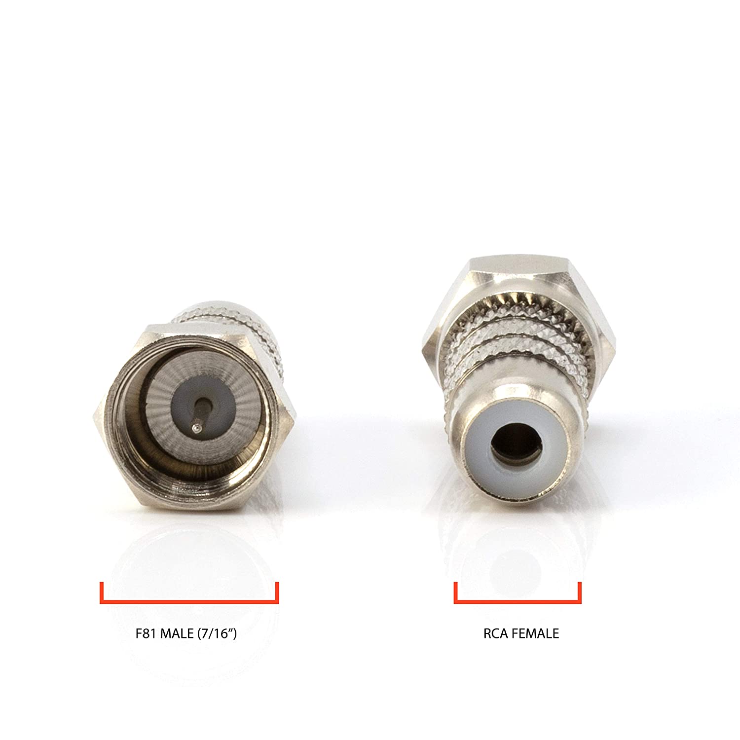 RF and RCA Coaxial Adapter - 25 Pack - RCA Female to Male F81 (F-Pin) Connector, Adapter, Coupler, and Converter - For RG11, RG6, RG59, RG58, SDI, HD SDI, CCTV