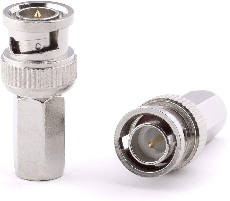 RG6 Coaxial Cable Connector, Screw On (Twist On) - SDI, HD-SDI, CCTV, Security, Video Card, Camera, Solderless - RG6 - Pack of 100