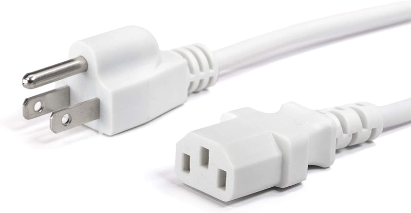AC Power Cord (3 Prong) - 25 Feet (7.5 Meter), White - Premium Quality Copper Wire Core - Computer, Medical, Server & Desktop - NEMA 5-15 to C13 / IEC 320 - UL Listed Power Cable