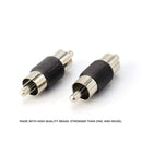 RCA Adapter, Male to Male Coupler, Extender, Barrel - Audio Video RCA Connectors, for Audio, Video, S/PDIF, Subwoofer, Phono, Composite, Component, and More - 100 Pack