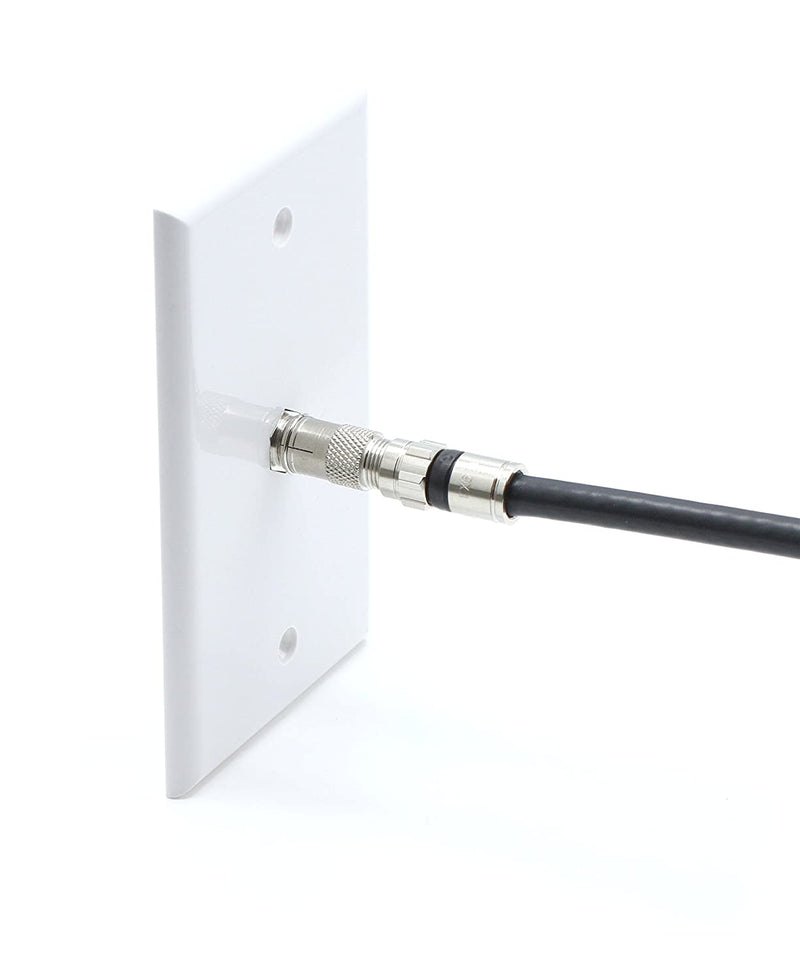 White Video Wall Jack for Coax Cable F Type Coaxial Wallplate (Wall Plate) - 3 GHz Coupler Approved for Comcast, DIRECTV, Satellite Dish, and Antennas (4 Pack)