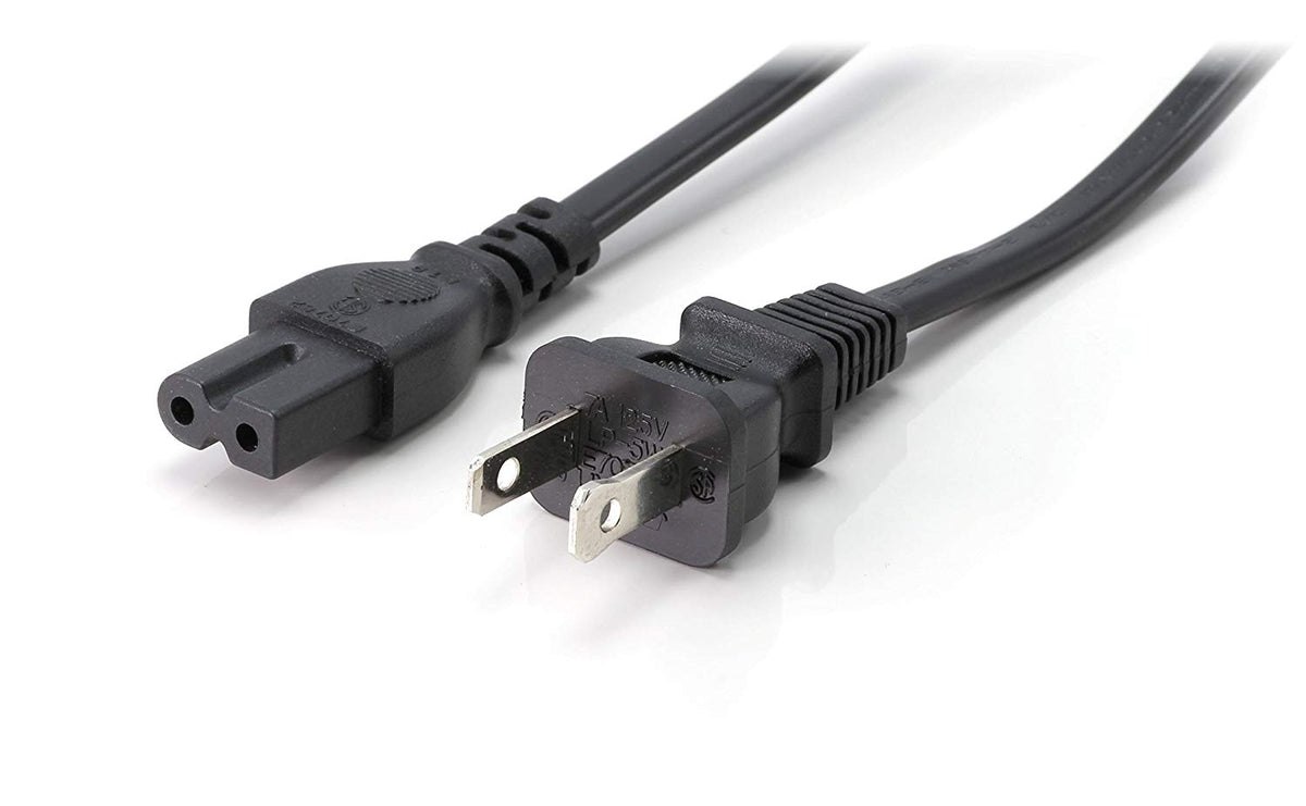 Two Pack of Power Cords - Includes Polarized and Figure 8 - 2 Prong 10ft