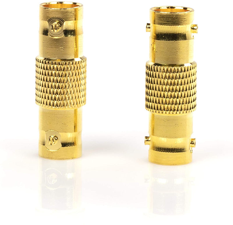 Gold BNC Connectors, Female to Female Coupler - 10 Pack - (Barrel Connector) Adapter for Security Camera CCTV, SDI, HD-SDI
