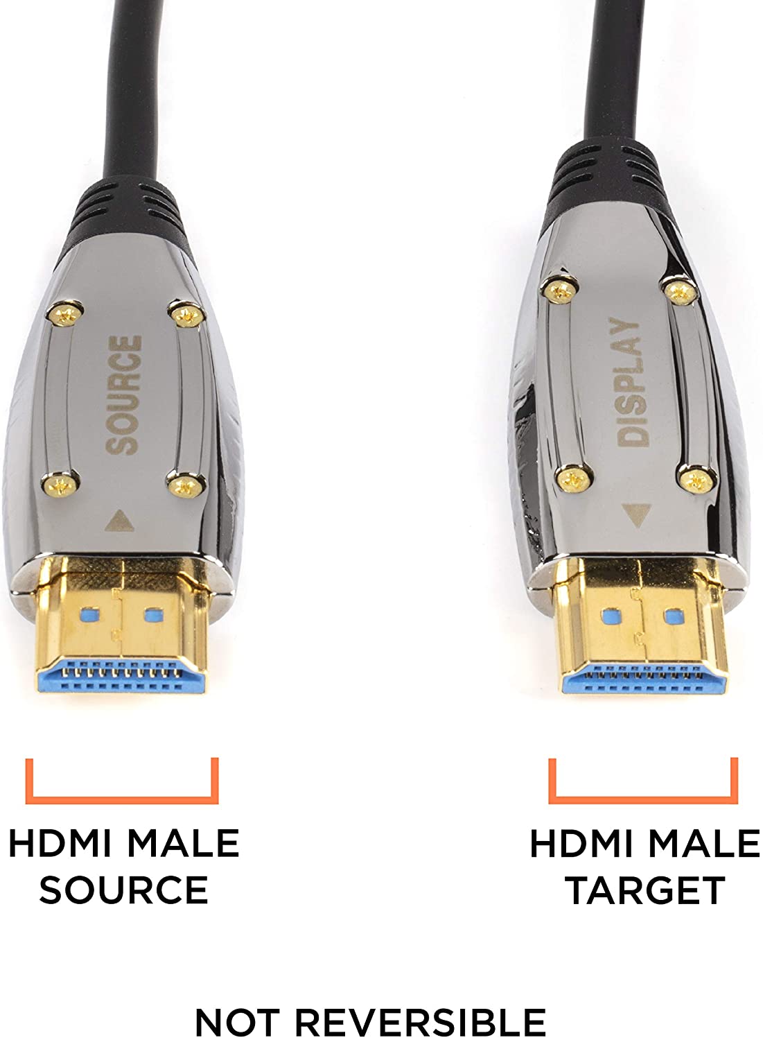 50 Feet, 4K Fiber Optic HDMI Cable, Ultra High Speed Fiber Optic 18Gbps 4K @ 60Hz, 4:4:4 HDR, HDCP, ARC, 3D and More - Hybrid HDMI with Gold Connectors