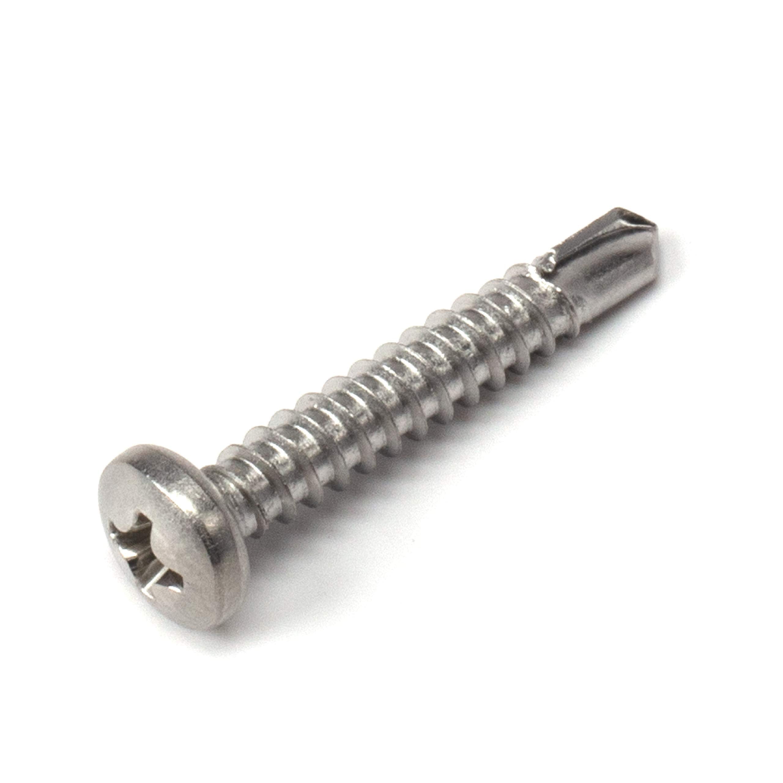 #8 Size, 1" Length (25mm) - Self Tapping Screw - Self Drilling Screw - 410 Stainless Steel Screws = Exceptional Wear and Very Corrosion Resistant) - Phillips Pan Head - 100pcs