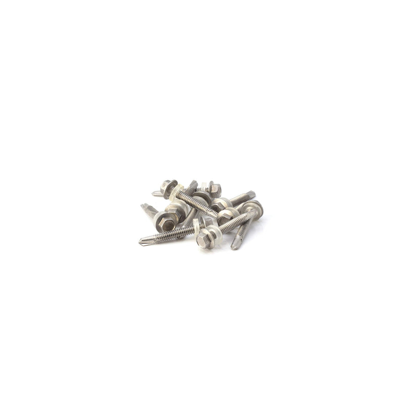 #12 Size, 1 1/2" Length (38mm) - Self Tapping Screw - Self Drilling Screw - 410 Stainless Steel Screws = Exceptional Wear and Very Corrosion Resistant) - Hex Washer Head - 100pcs
