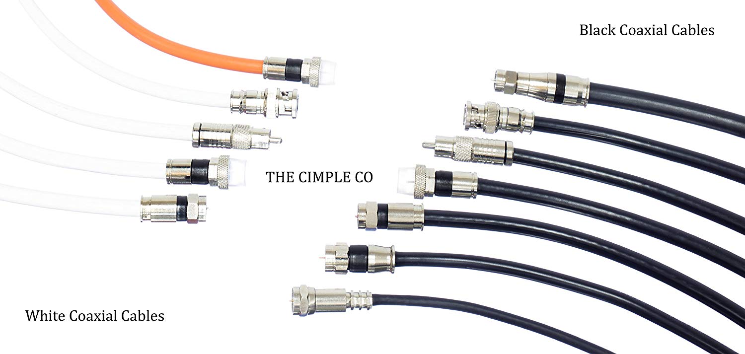50' Feet, Black RG6 Coaxial Cable (Coax Cable) | Compression Connectors, F81/RF
