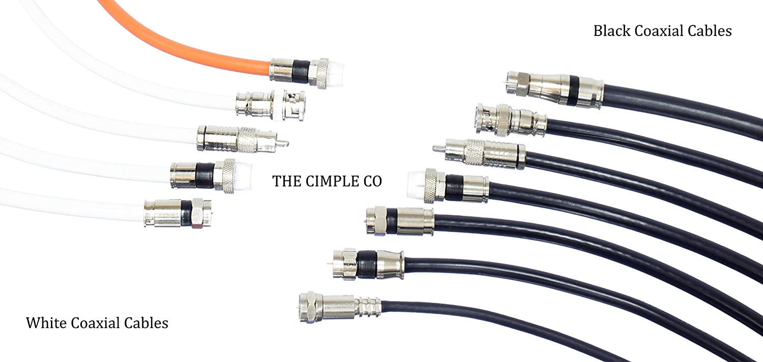 125 Foot Black - Solid Copper Coax Cable - RG6 Coaxial Cable with Connectors, F81 / RF, Digital Coax for Audio/Video, Cable TV, Antenna, Internet, & Satellite, 125 Feet (38 Meter)