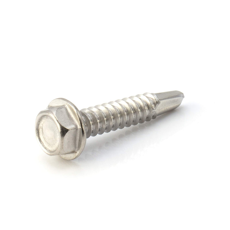 #14 Size, 1 1/4" Length (32mm) - Self Tapping Screw - Self Drilling Screw - 410 Stainless Steel Screws = Exceptional Wear and Very Corrosion Resistant) - Hex Washer Head - 100pcs