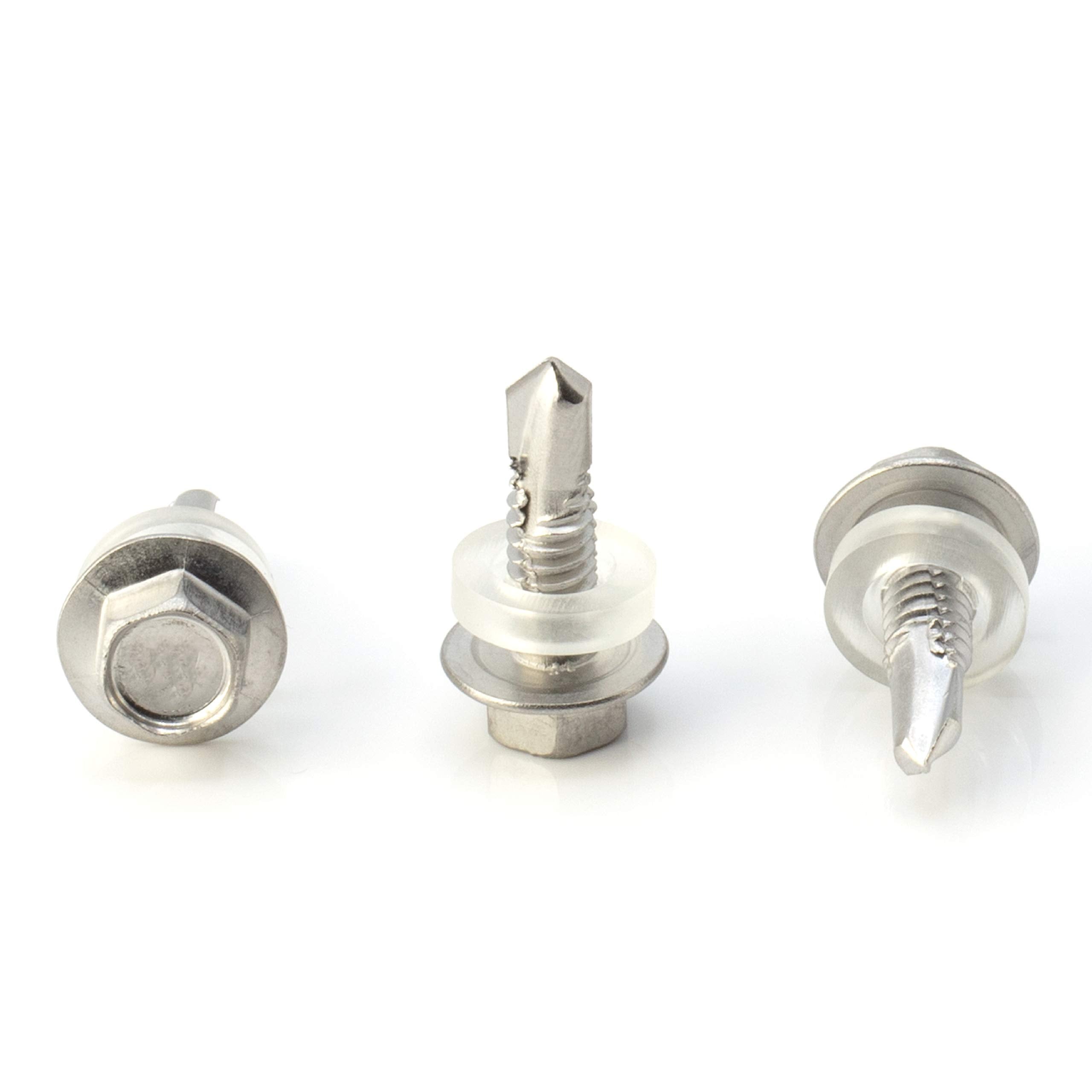#12 Size, 3/4" Length (19mm) - Self Tapping Screw - Self Drilling Screw - 410 Stainless Steel Screws = Exceptional Wear and Very Corrosion Resistant) - Hex Washer Head - 100pcs