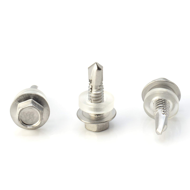 #12 Size, 3/4" Length (19mm) - Self Tapping Screw - Self Drilling Screw - 410 Stainless Steel Screws = Exceptional Wear and Very Corrosion Resistant) - Hex Washer Head - 100pcs