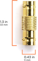 Gold BNC Connectors, Female to Female Coupler - 4 Pack - (Barrel Connector) Adapter for Security Camera CCTV, SDI, HD-SDI