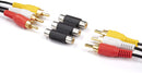 Triple RCA Coupler, Barrel Connector - 25 Pack - 3-Way (6 Port), Audio and Video Female to Female RCA to RCA Adapter