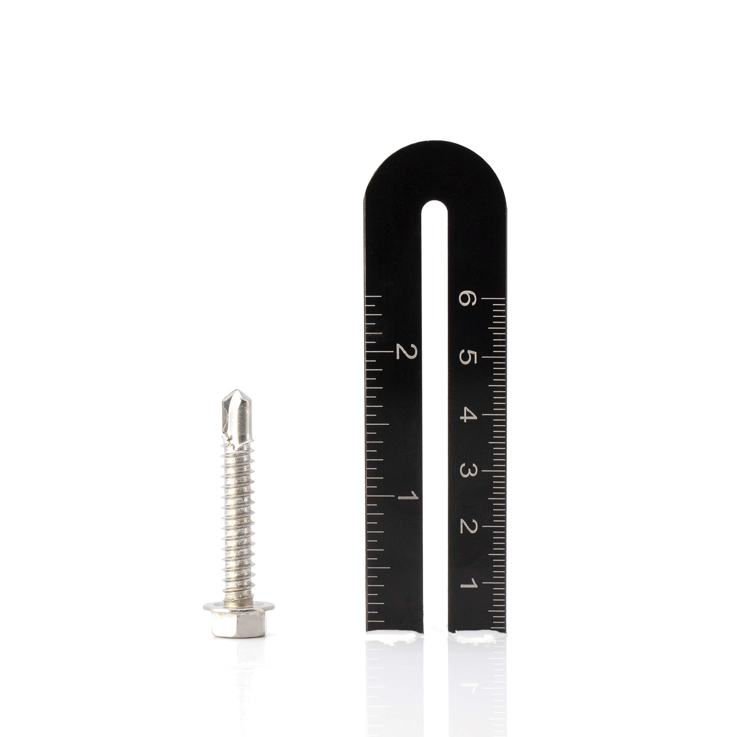 #14 Size, 1 1/2" Length (38mm) - Self Tapping Screw - Self Drilling Screw - 410 Stainless Steel Screws = Exceptional Wear and Very Corrosion Resistant) - Hex Washer Head - 100pcs