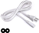Figure 8 Power Cord (2 Prong) with Copper Wire Core - Non Polarized for Satellite, CATV, Game Systems, and More - NEMA 1-15P to C7 C8 / IEC 320 - UL Listed - White, 8 Feet (2.4 Meter) Power Cable