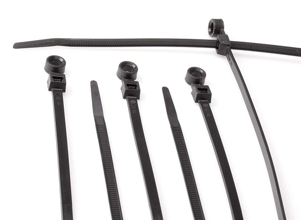 7 inch Black Nylon Zip Ties - Strong Zip Tie, Wire Ties - Indoor and Outdoor Rated -Screw Mounting Hole, Zip Ties (Wire Ties, Cable Ties), 100 Pack - Black - 7"