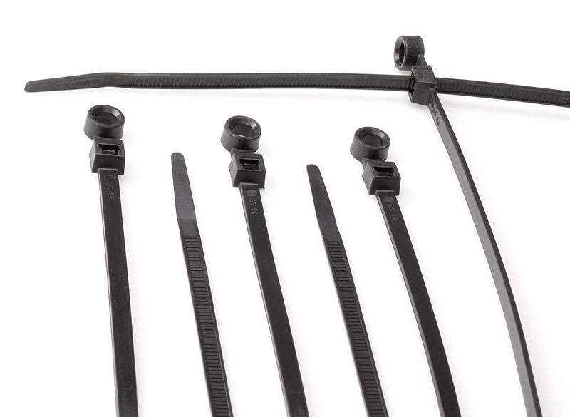 7 inch Black Nylon Zip Ties - Strong Zip Tie, Wire Ties - Indoor and Outdoor Rated -Screw Mounting Hole, Zip Ties (Wire Ties, Cable Ties), 100 Pack - Black - 7"