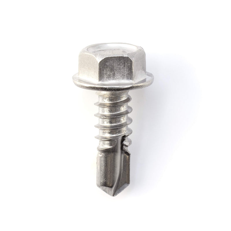 #14 Size, 3/4" Length (19mm) - Self Tapping Screw - Self Drilling Screw - 410 Stainless Steel Screws = Exceptional Wear and Very Corrosion Resistant) - Hex Washer Head - 100pcs