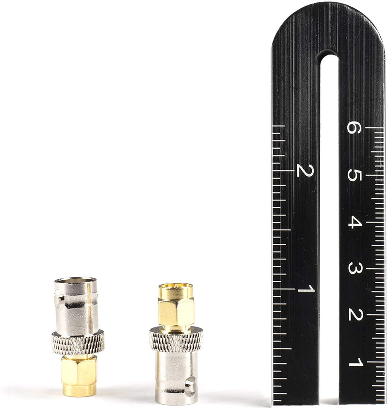 Gold SMA Male to BNC Female Adapter - 10 Pack Coupler - Male to Female Coaxial (RF) Connector, Compatible with RF, SDI, HD-SDI, CCTGV, Camera