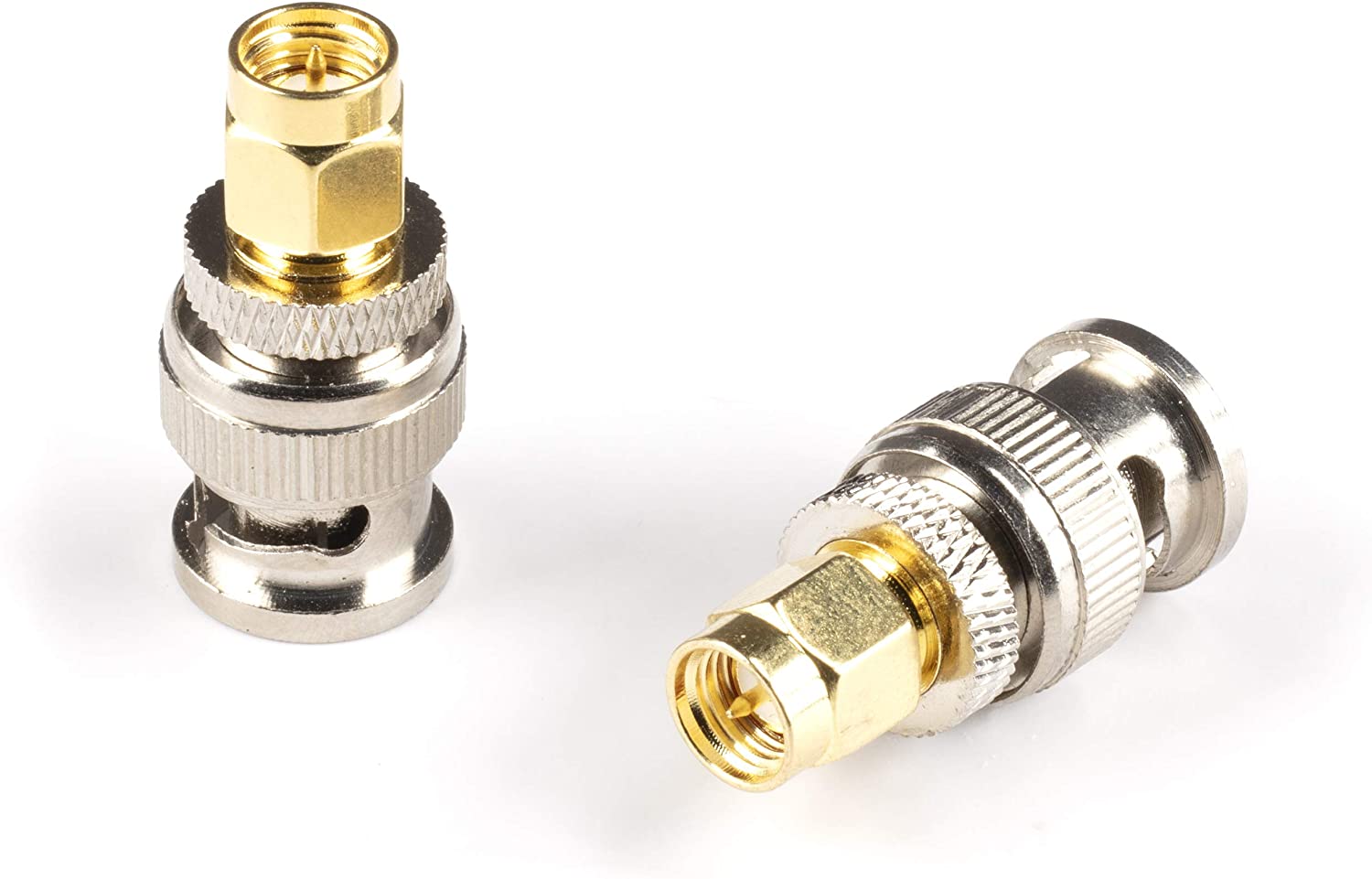 Gold SMA Male to BNC Male Adapter - 1 Pack Coupler - Male to Female Coaxial (RF) Connector, Compatible with RF, SDI, HD-SDI, CCTGV, Camera