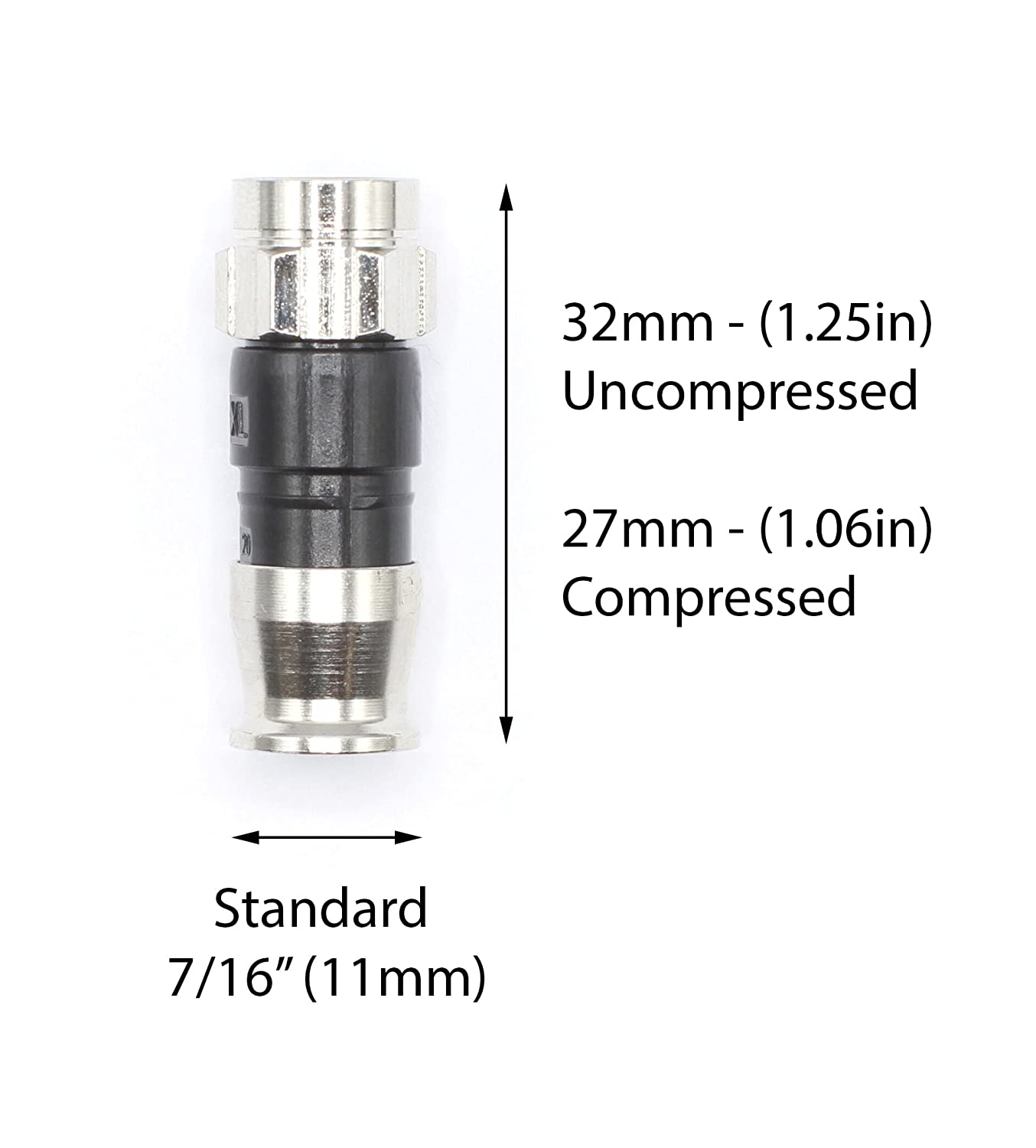 Coaxial Cable Compression Fitting - Connector Multipack for RG59, RG6, and RG11 Coax Cable - with Weather Seal O Ring and Water Tight Grip (100 Pack of Each - 300 Connectors Total)
