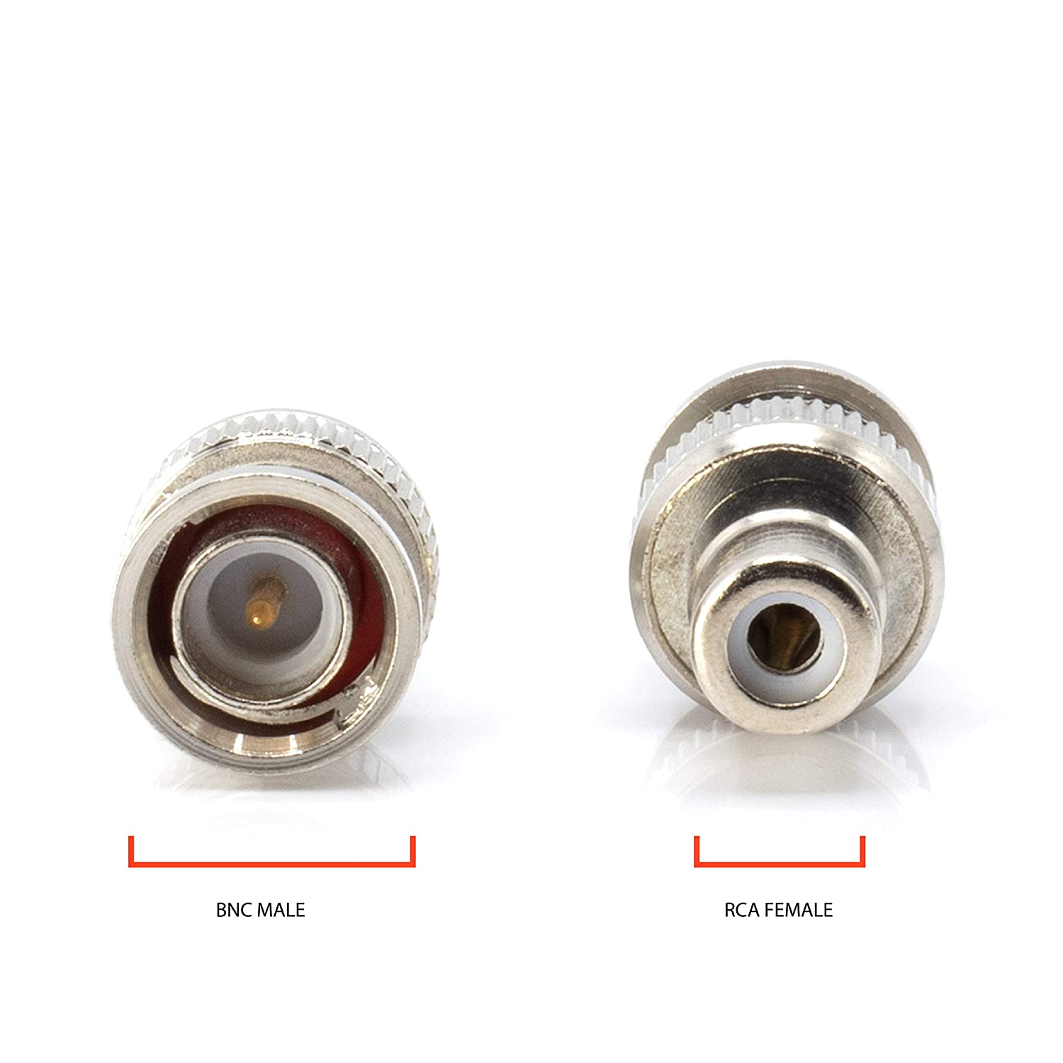 RCA and BNC Coaxial Adapter - BNC Male to RCA Female Connector, Adapter, Coupler, and Converter - For RG11, RG6, RG59, RG58, SDI, HD SDI, CCTV - 50 Pack