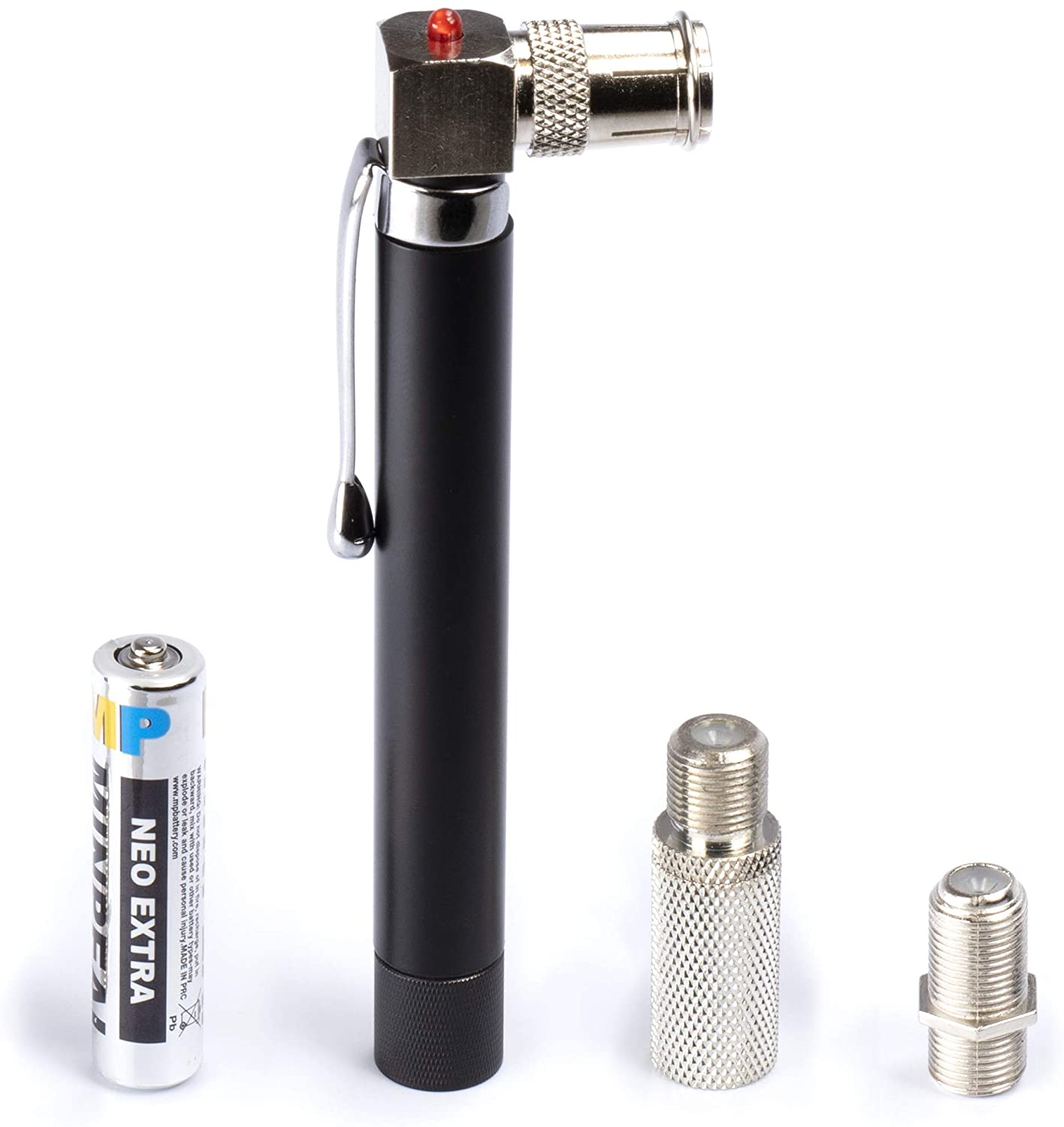Coaxial (Coax) Pocket Continuity Tester (Tracer) with Voltage Toner (Sound) and Barrel Connector Bundle, For testing, labeling, and identifying coaxial lines - Long - POCKET TONER